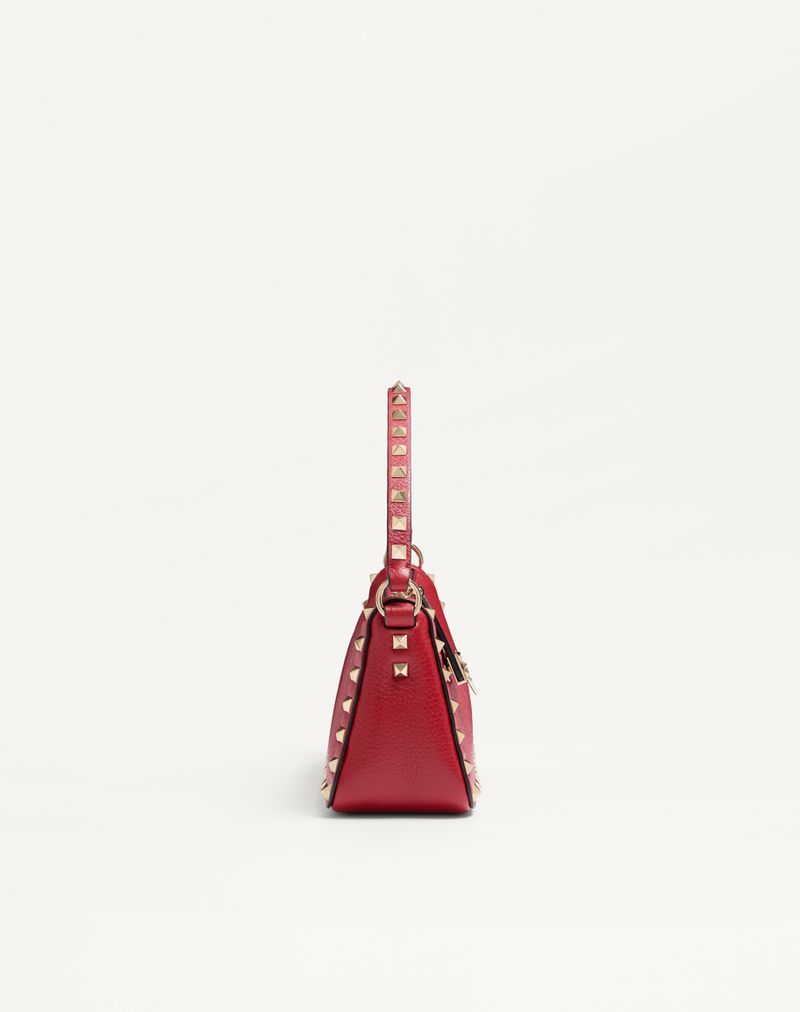 Bolsa de ombro pequena Rockstud em couro de bezerro granulado