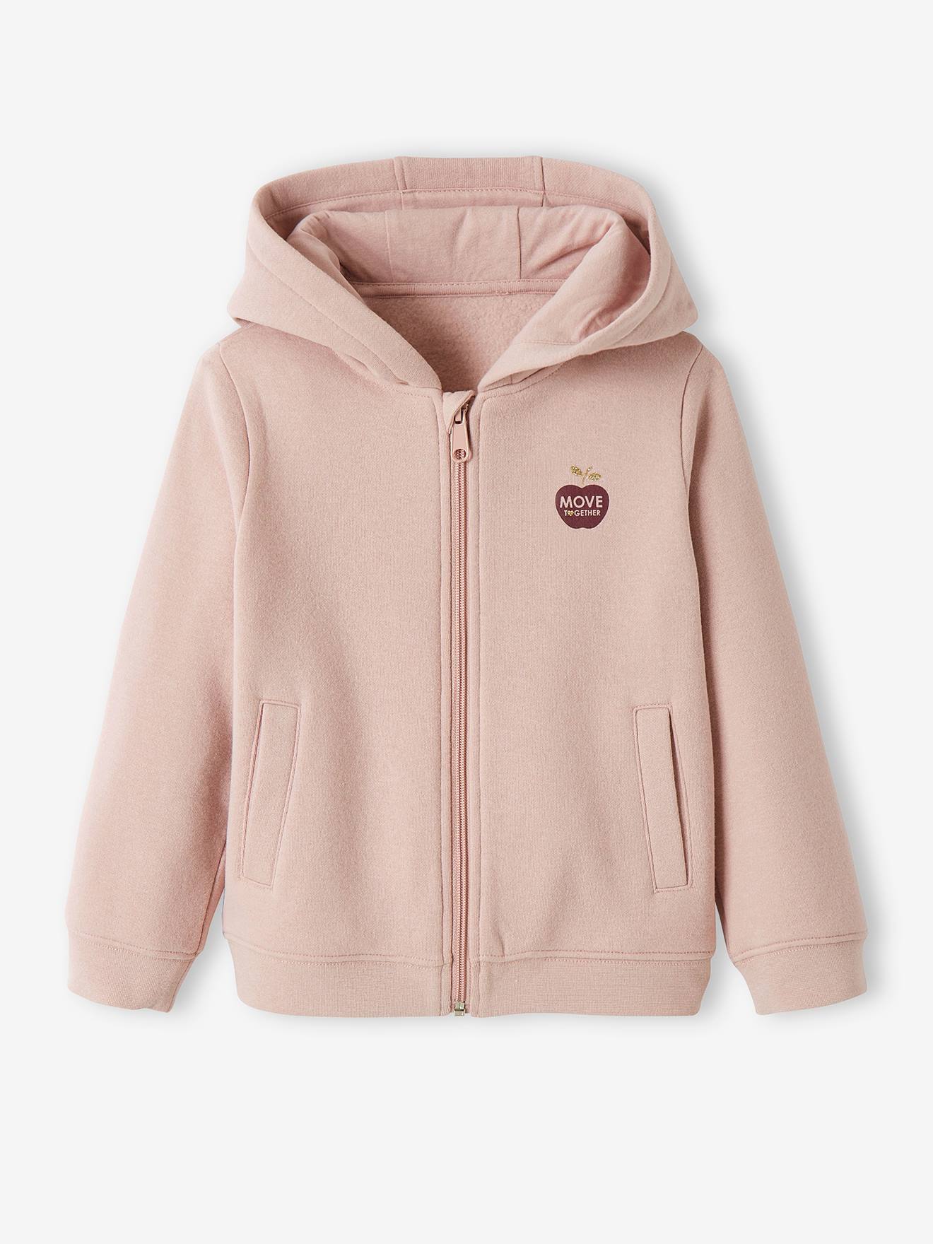 Sweat à capuche zippé sport Basics fille. bleu