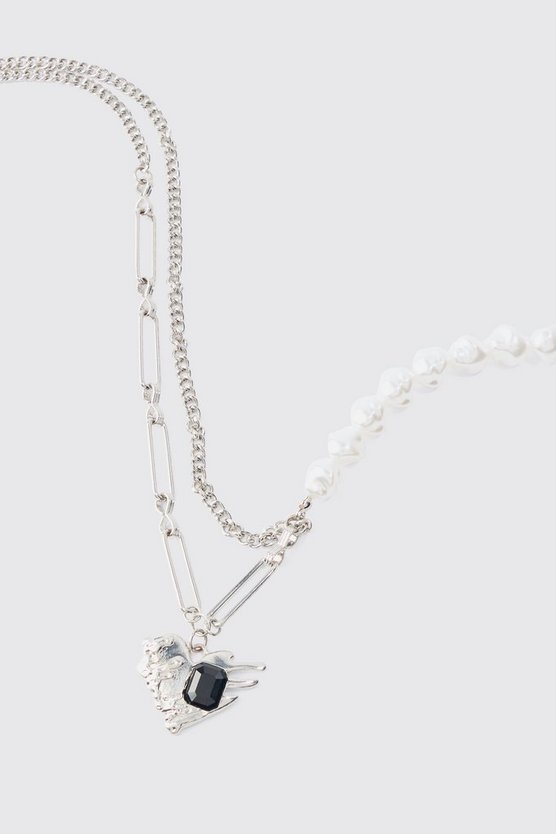 Heart Pendant Pearl Necklace