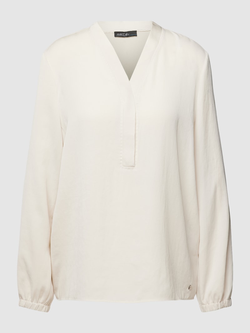 Bluse mit V-Ausschnitt in sand