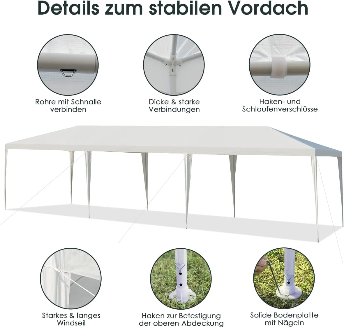 Costway 3x9m Pavillon Gartenpavillon Partyzelt