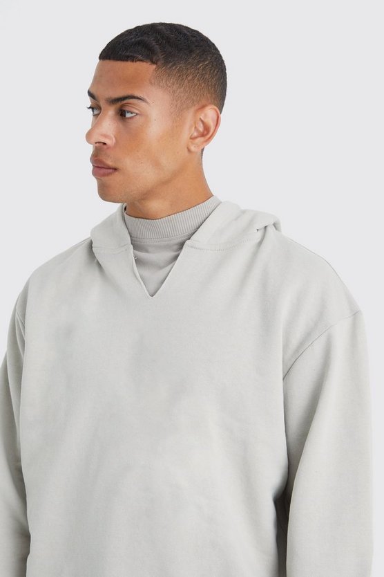 Kastiger Oversize Hoodie mit V-Ausschnitt