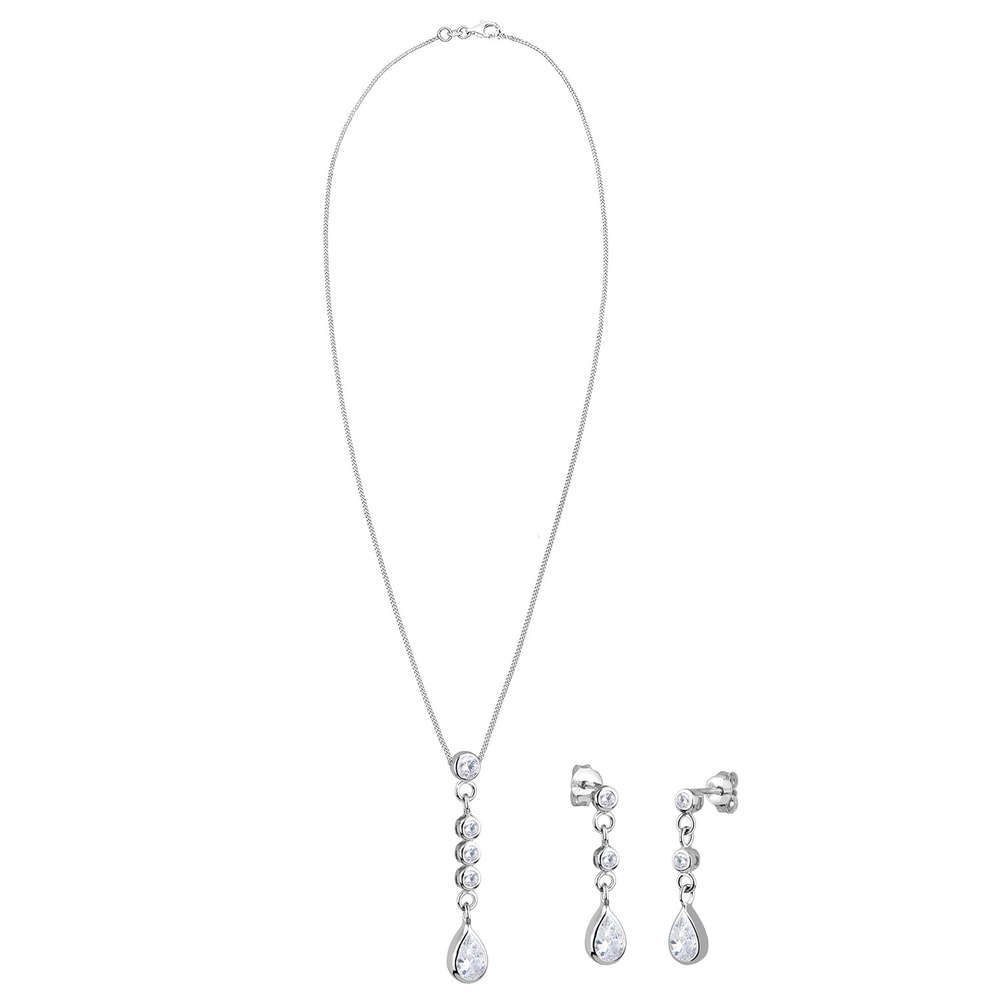 Elli Elli Ensemble de Bijoux Tropfen Zirkonia 925 Sterling Silber Bijoux