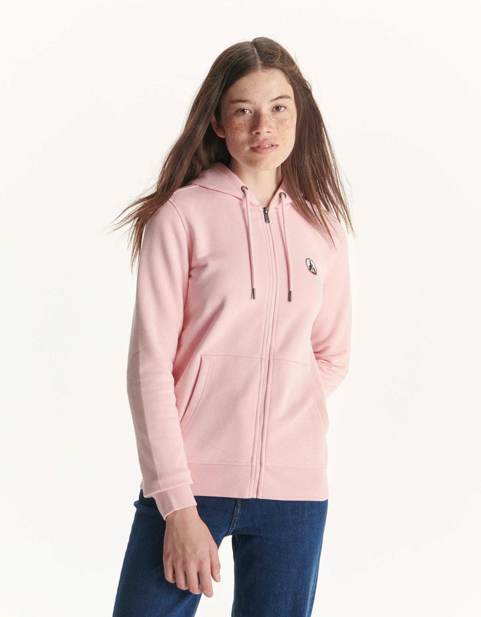 Sweat à capuche en coton biologique Rose pêche Oaxaca