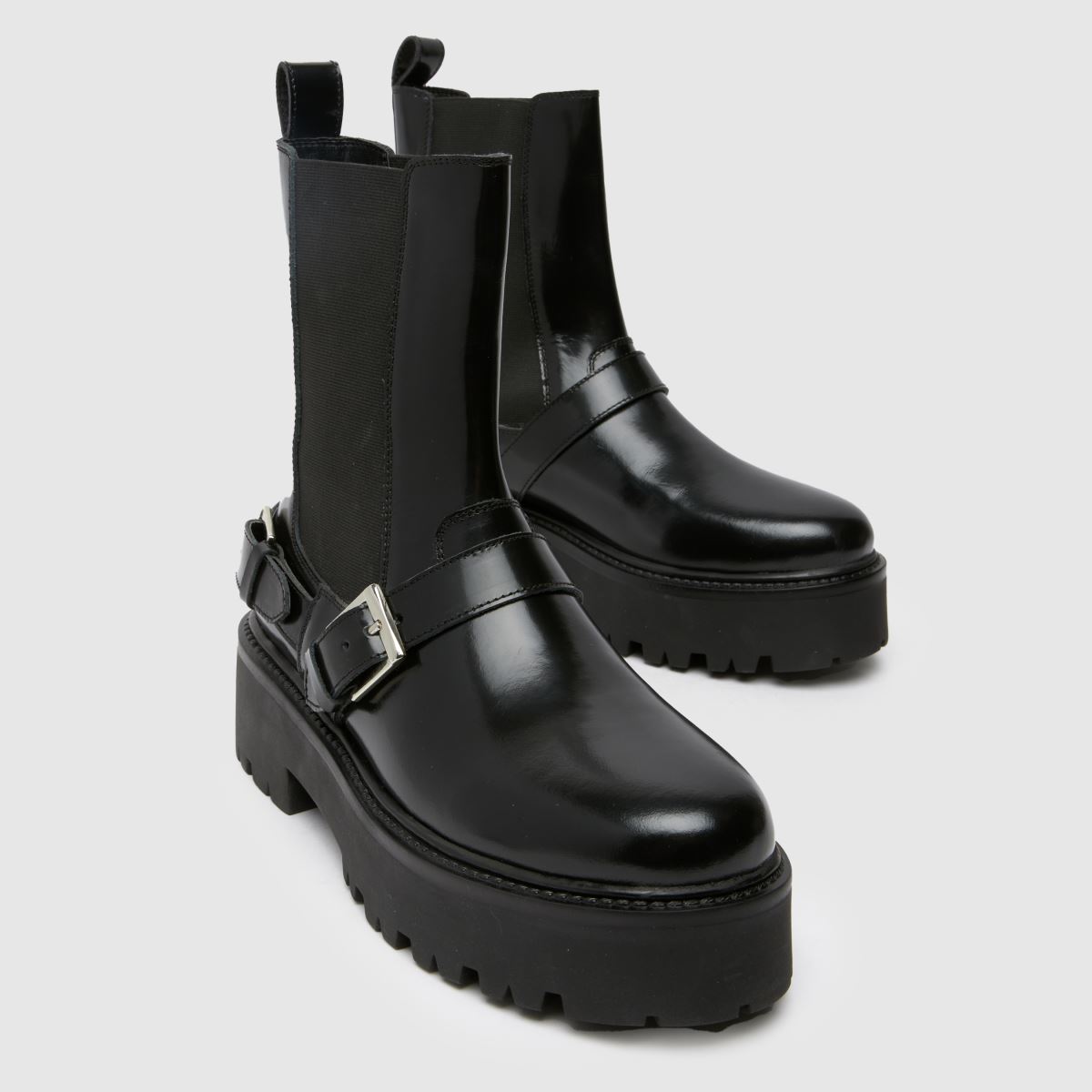 Schuh – Ariah – Svarta läderstövlar med spänne