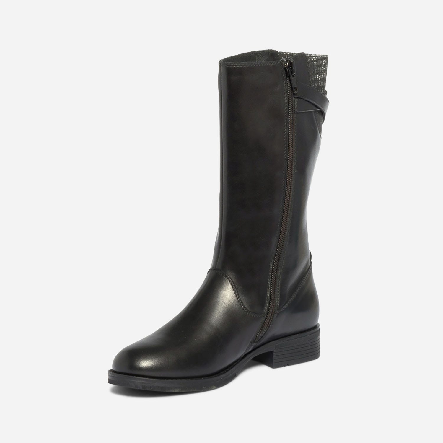 Botte noire en cuir avec bride arrière