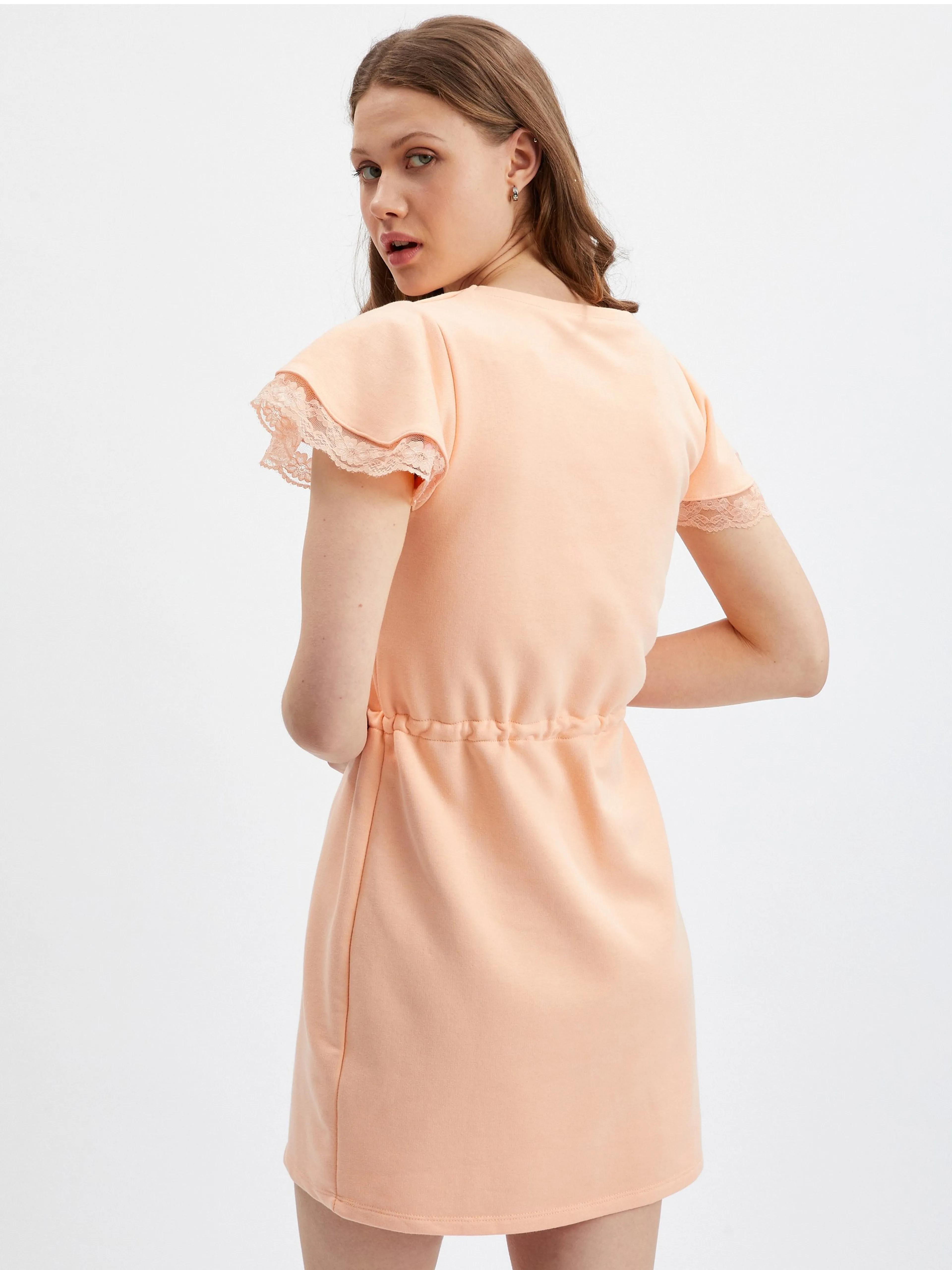 Apricotfarbenes Damen-Sweatshirt-Kleid ORSAY