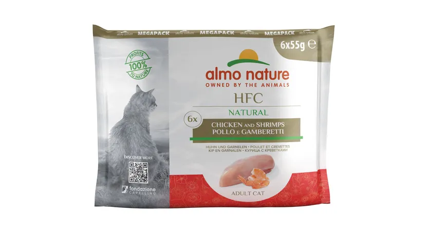 almo nature Katzennassfutter Cat Natural Huhn und Garnelen 330 g
