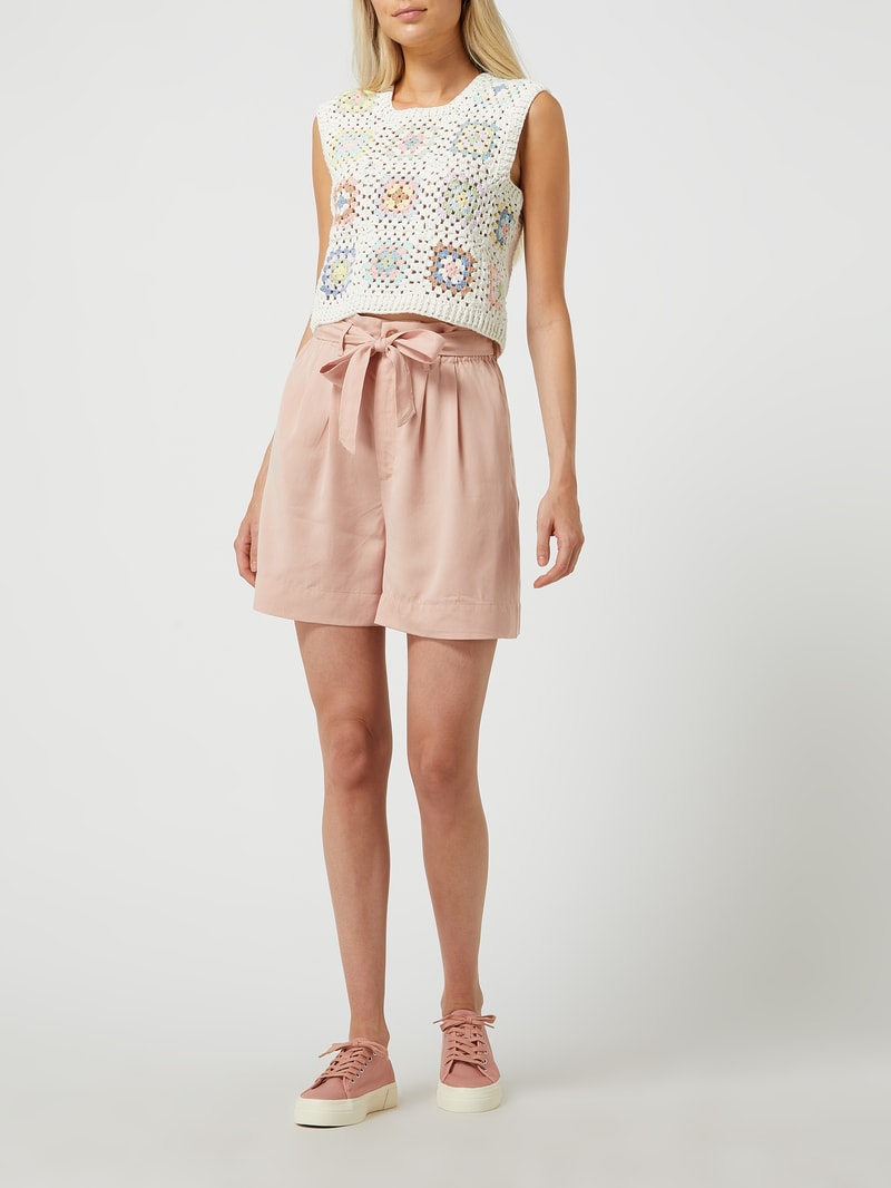 Shorts mit Paperbag-Bund Modell 'Smart' in rosa