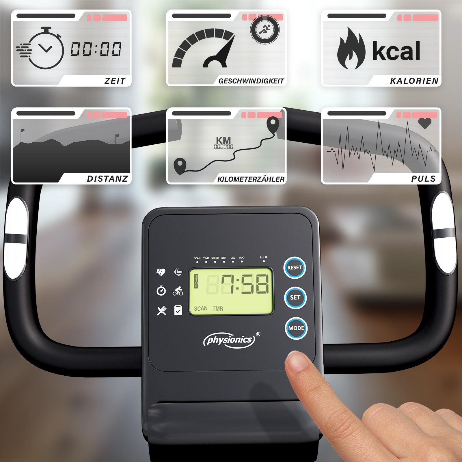Physionics Heimtrainer Fahrrad Fitness Hometrainer Trimmrad Speedbike