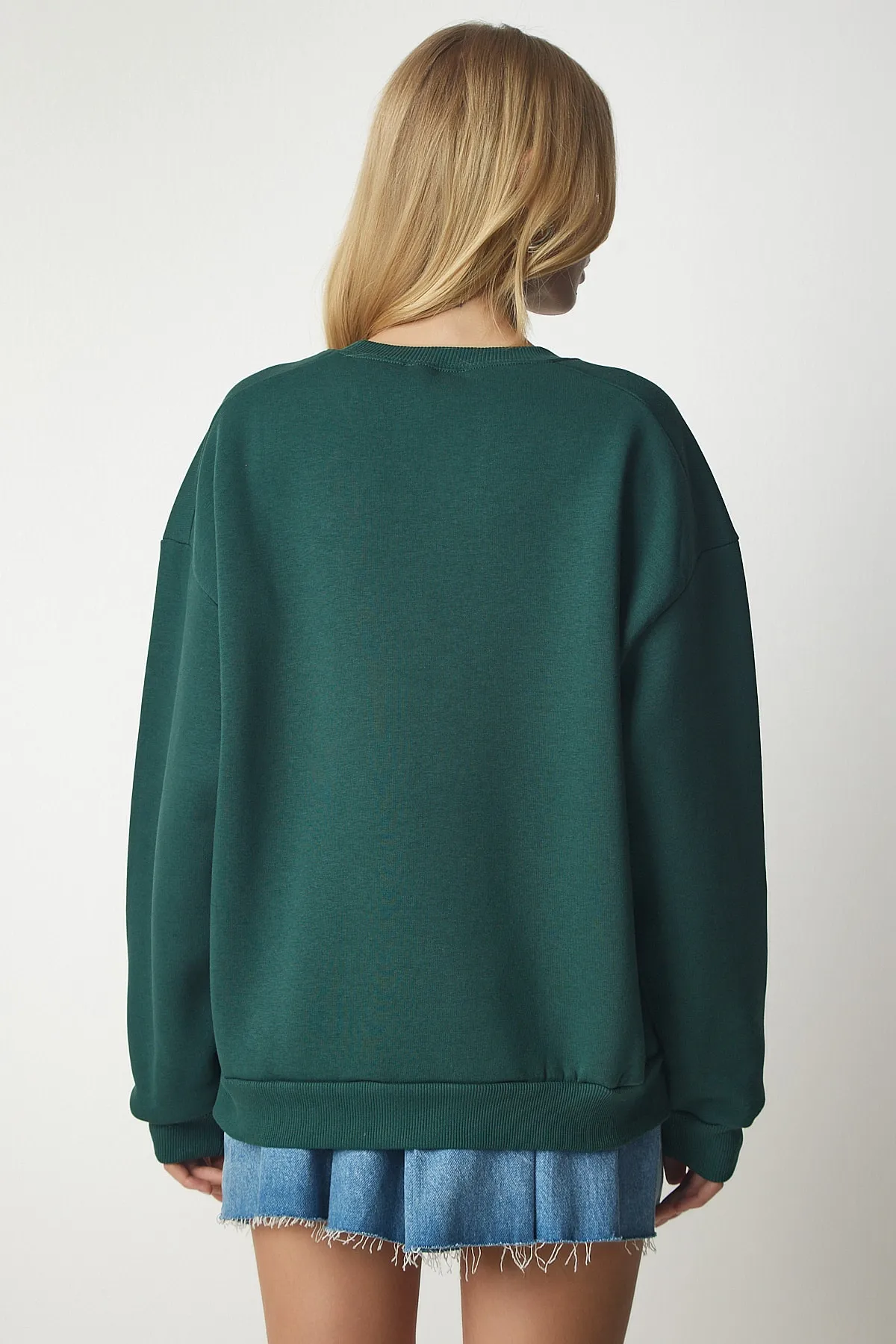Happiness İstanbul  Khakifarbenes Strick-Sweatshirt mit Reißverschluss und Reliefmuster für Damen UB00148
