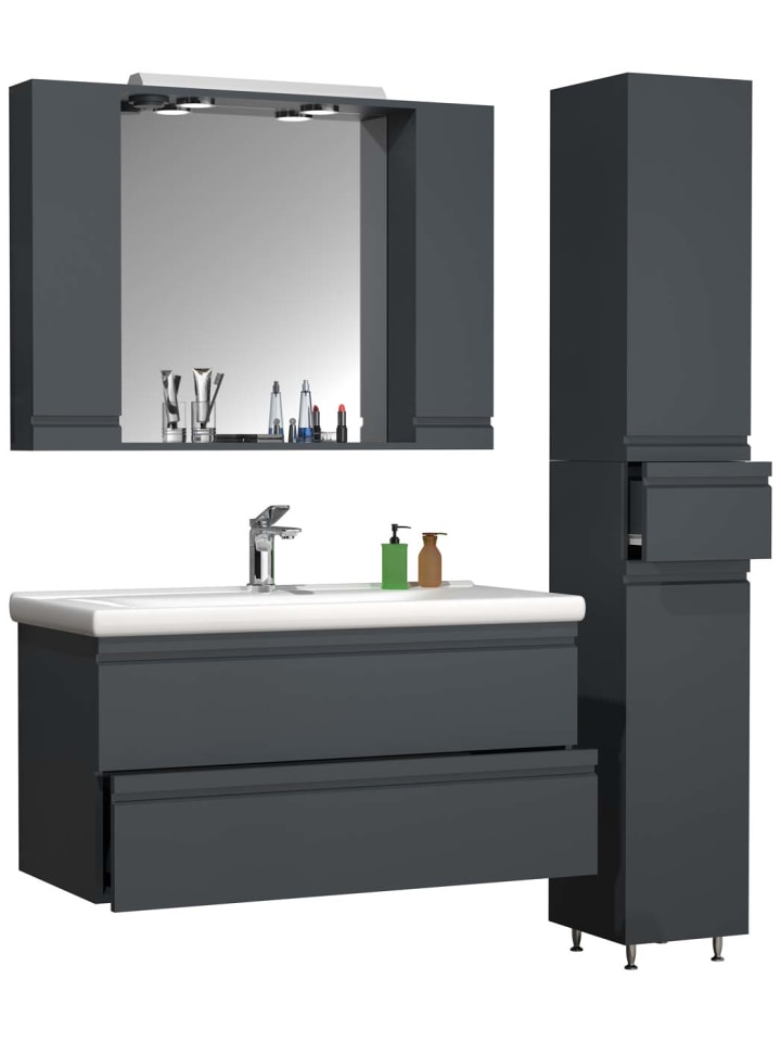 ebuy24 Badmöbelset SiloraXL Anthrazit 130 x 46 cm günstig kaufen onesize