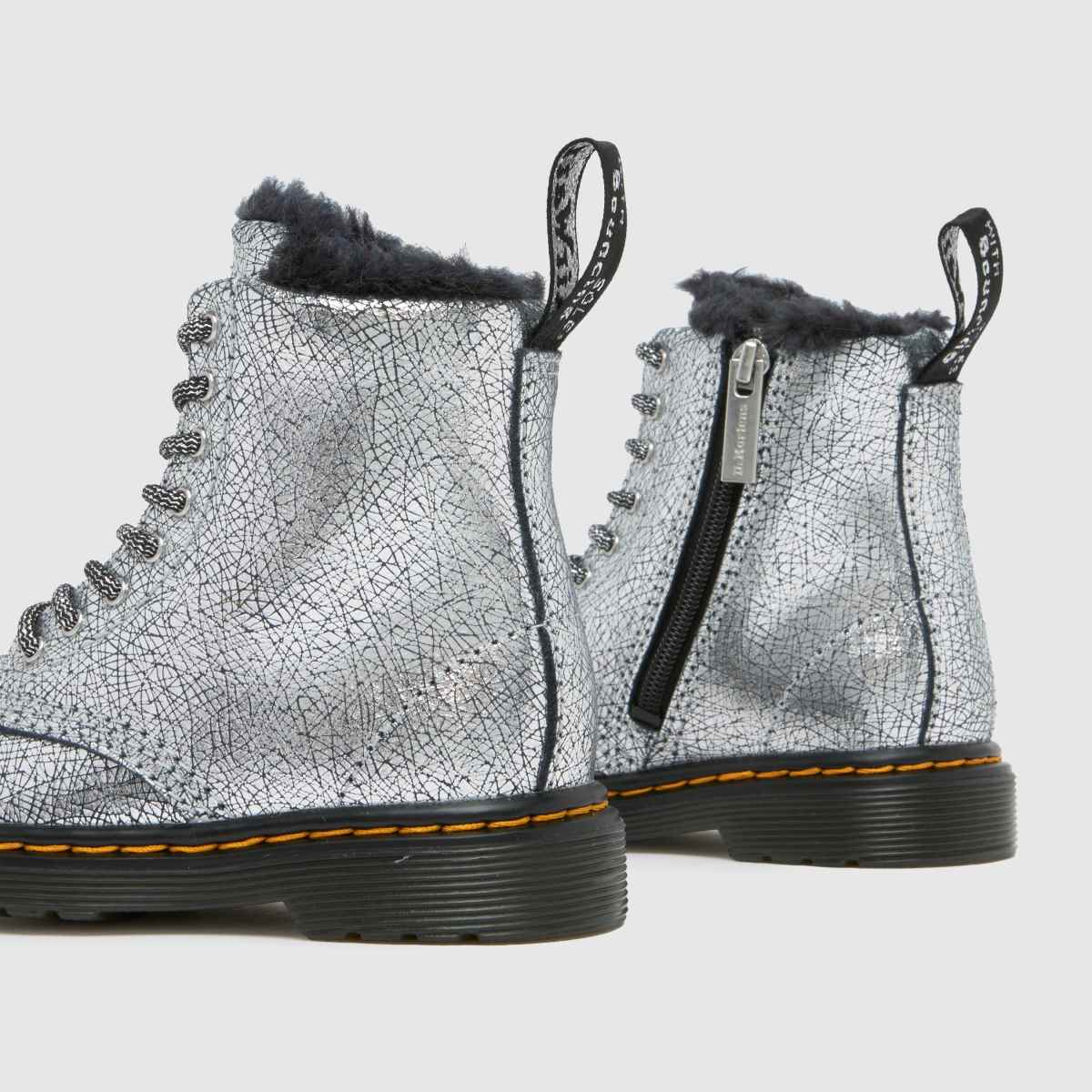 Dr Martens silverfärgade 1460 Serena flickstövlar för småbarn