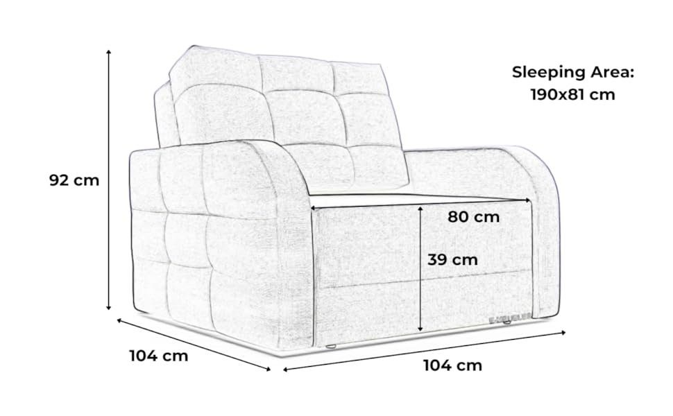 MOEBLO Kindersofa Porto 80, Schlafsessel Sofa Sessel, mit Schlaffunktion, mit Bettkasten