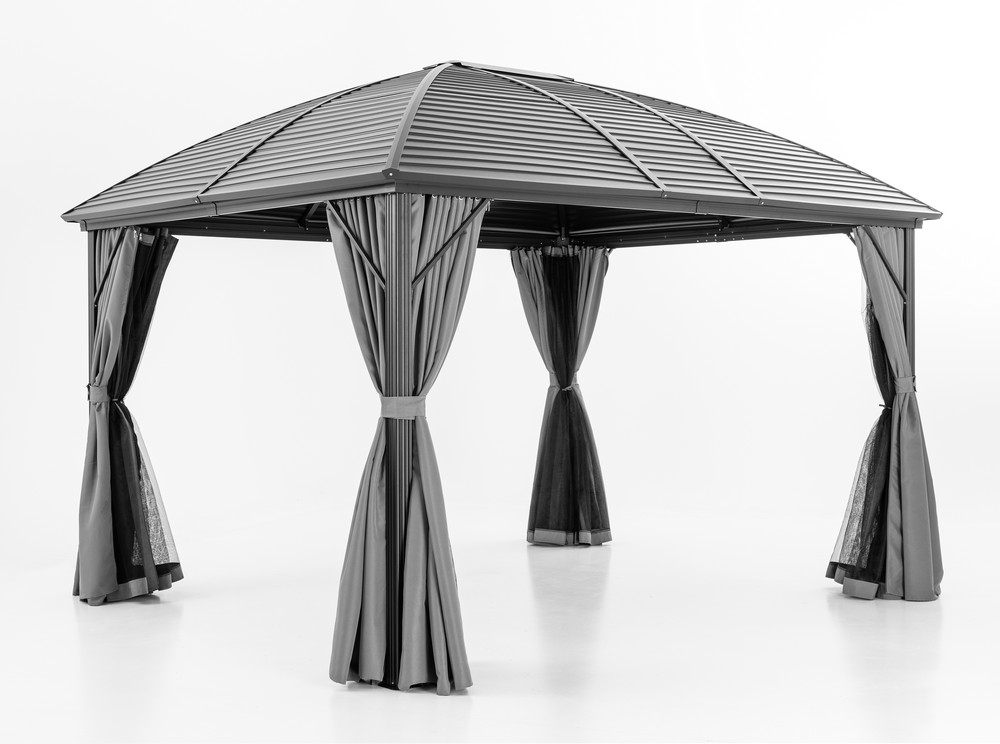CHILLROI Aluminium XL Pavillon, Terrassenüberdachung, Gartenpavillon, ca. 3 x 3,6 m