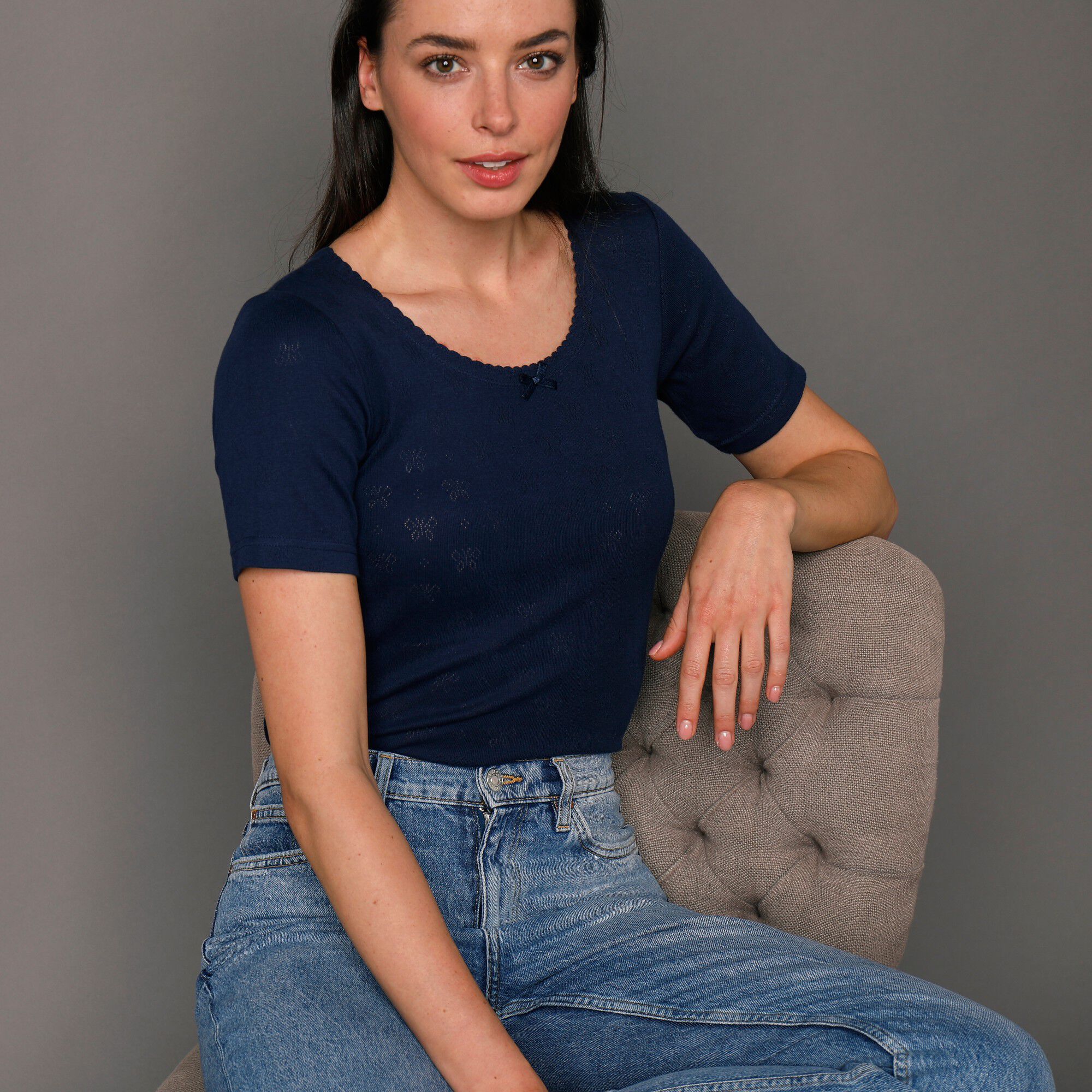 Tee-shirt manches courtes maille jacquard