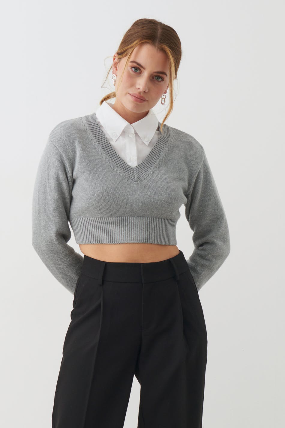 V-neck knitted sweater