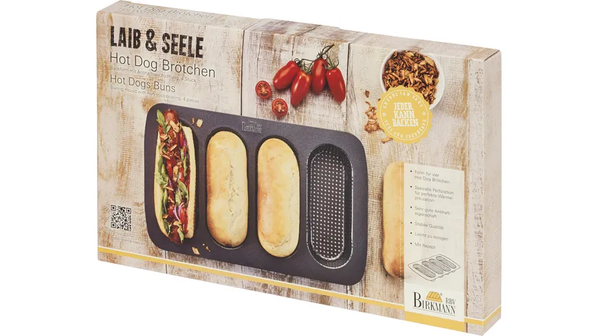 RBV BIRKMANN Backform Hot Dog Brötchen LAIB & SEELE 4er 35x22,5cm