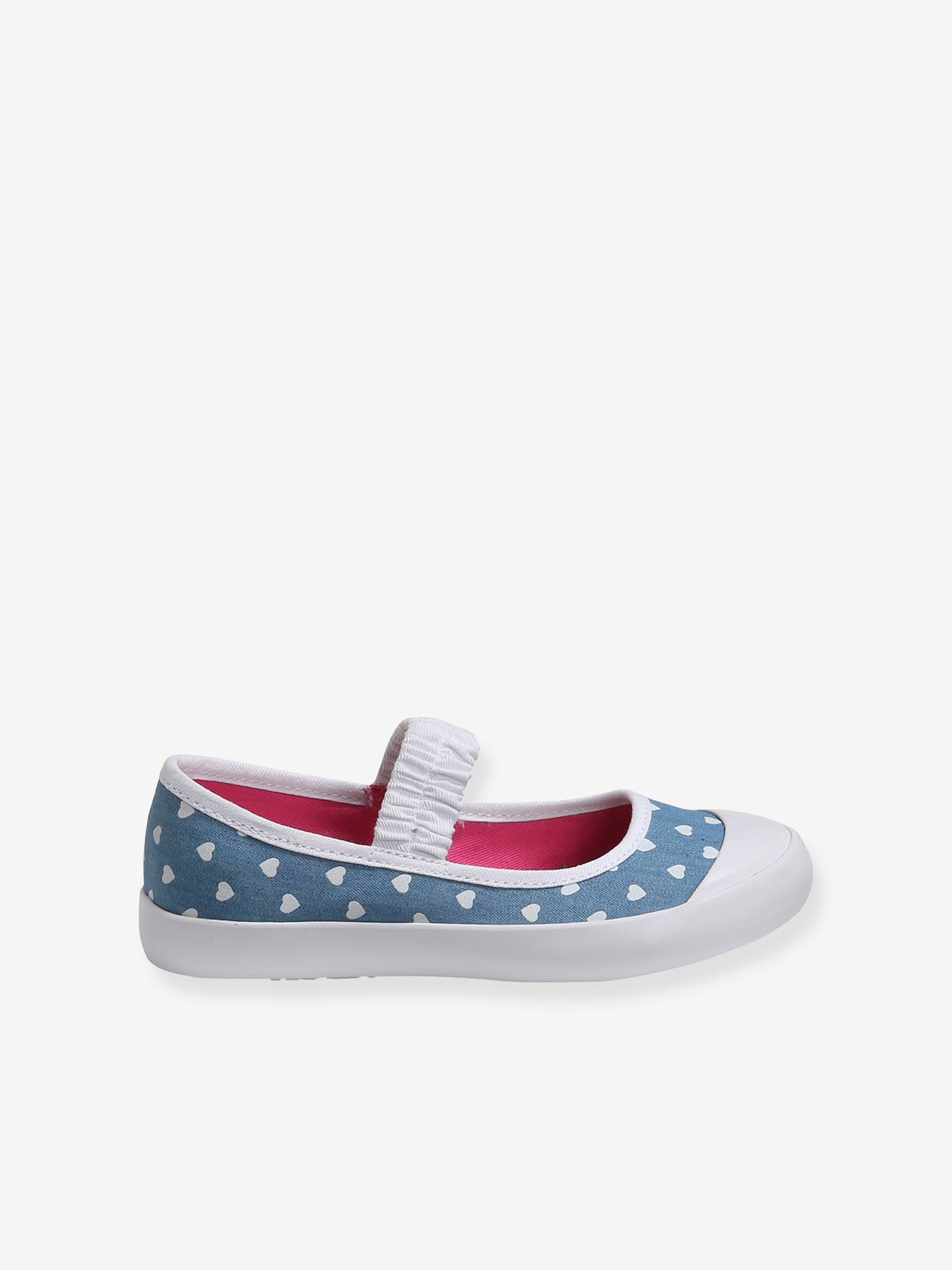 Vertbaudet Mädchen Stoff-Ballerinas, Gummizug - weiß