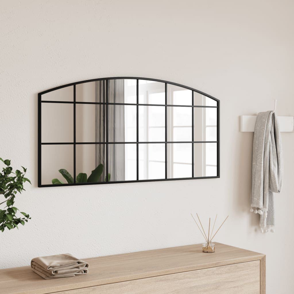 vidaXL Spiegel Wandspiegel Schwarz 100x50 cm Gewölbt Eisen (1-St)