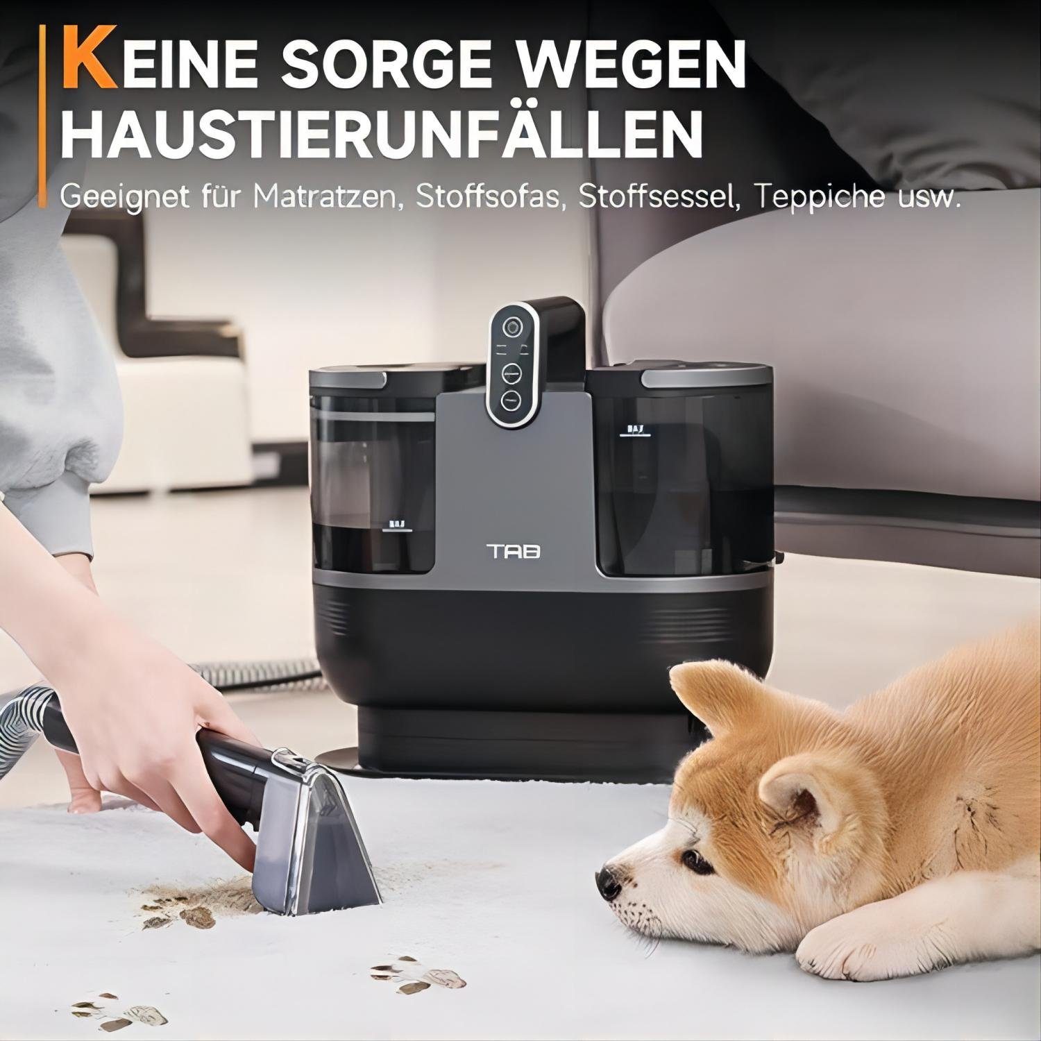 TAB Staub-Wasch-Sauger Teppichreinigungsgerät, Wasch-Sauger für Teppiche,Polster,Autos, 1200,00 W, mit Schlauch
