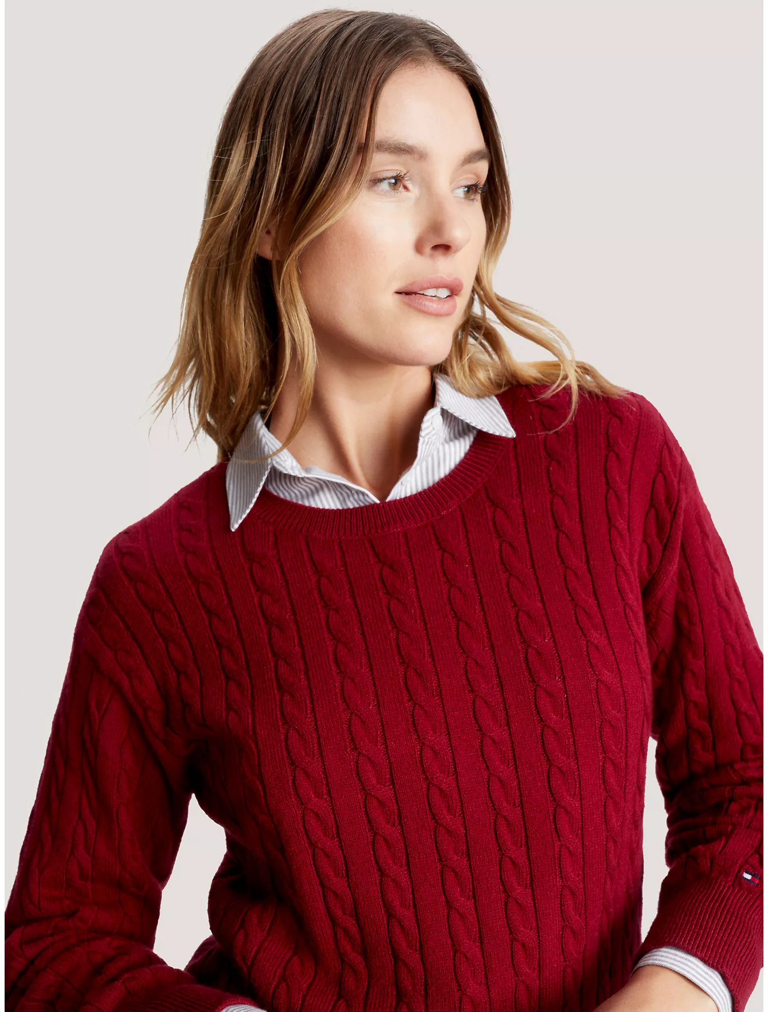 Relaxed Fit Cable Knit Sweater