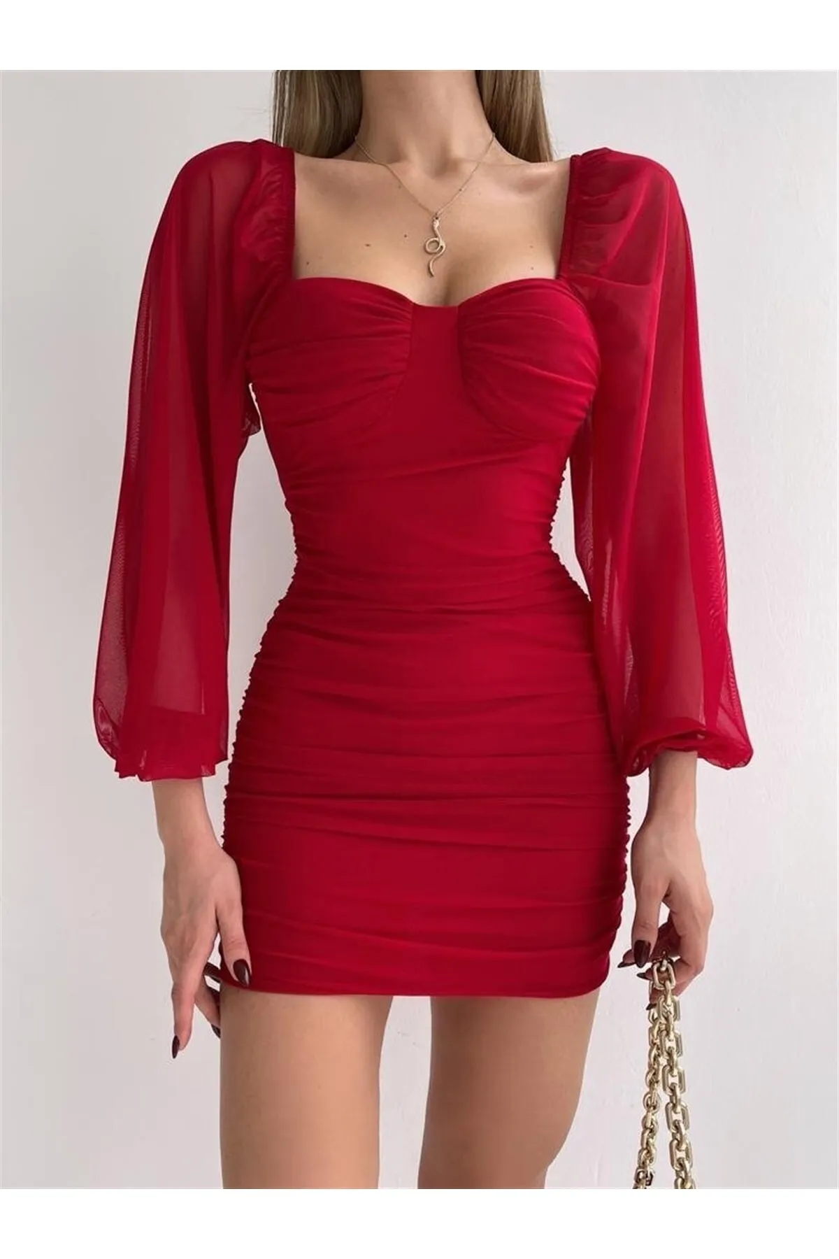 ZF BUTİK  Kleid - Rot - A-Linie