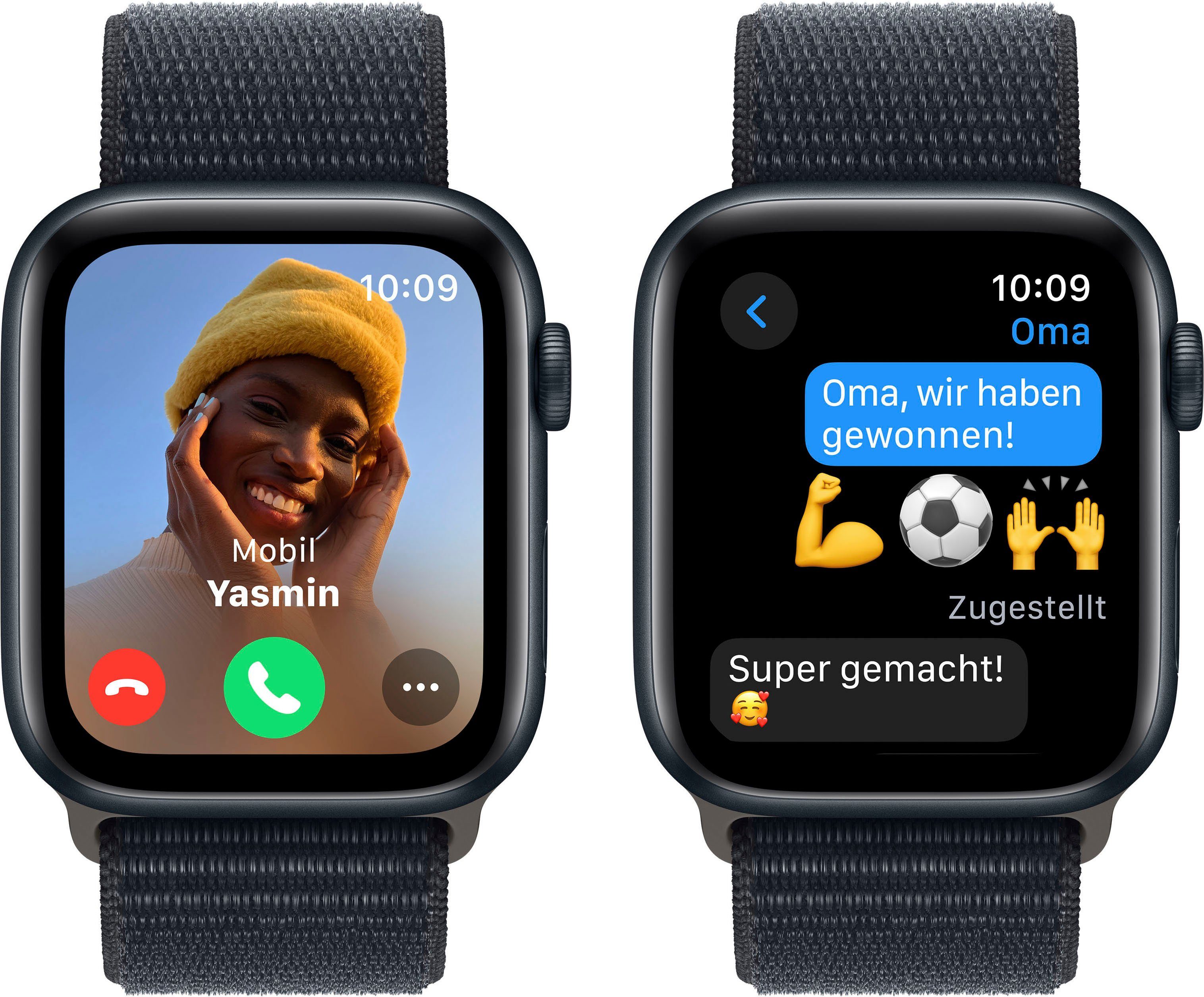 Apple Watch SE GPS 44 mm Aluminium Smartwatch (4,4 cm/1,73 Zoll, Watch OS 10), Sport Loop