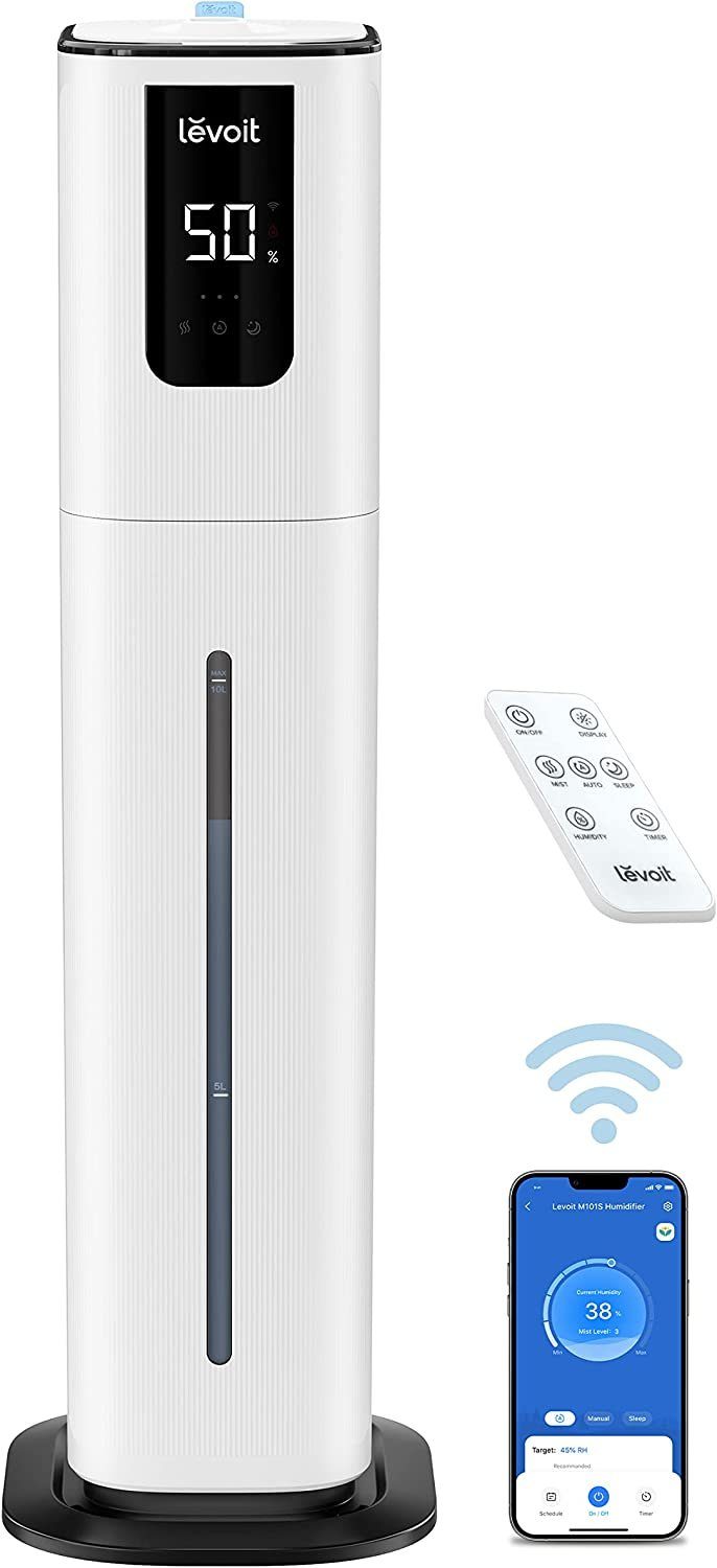 Levoit Luftbefeuchter, OasisMist 1000S, Levoit, 10,00 l Wassertank, Ultraschall-Technologie, App, 100 Stunden Laufzeit