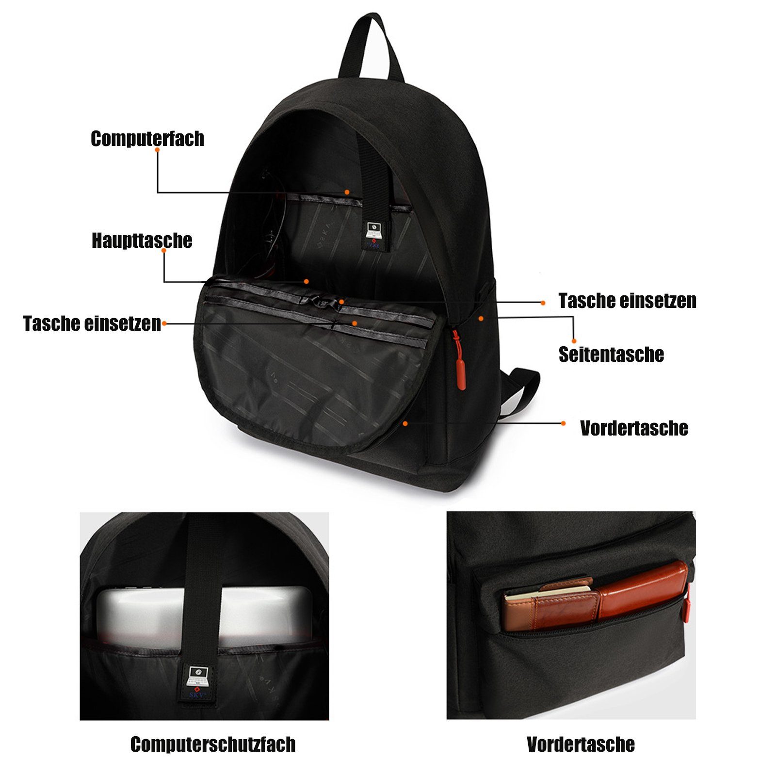 TAN.TOMI Rucksack Multifunktionsrucksack, mit Laptopfach und USB- sowie Kopfhörereingang
