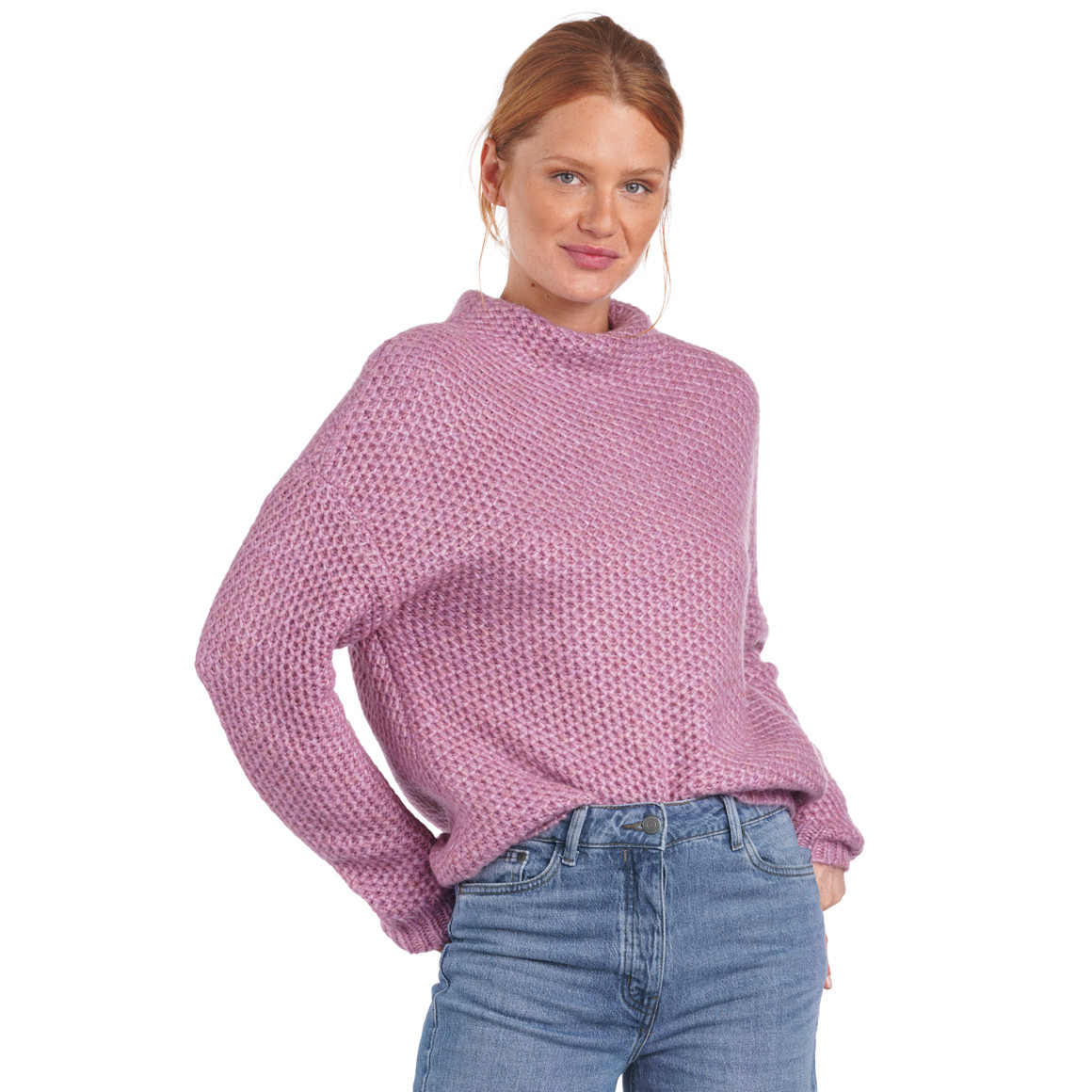 Damen Strickpullover mit Stehkragen