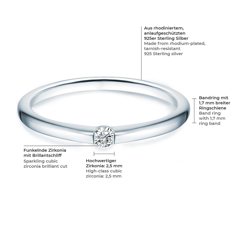 Trilani Bague en argent Argent sterling Oxyde de zirconium (CZ) en Argent Bague