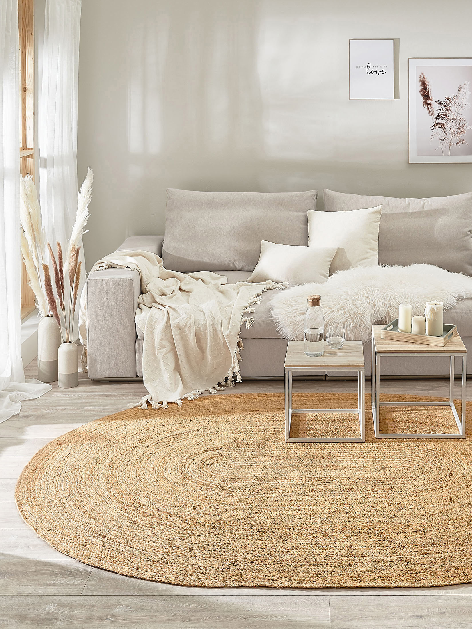 Manacor Jute-Teppich, Dunkelbeige