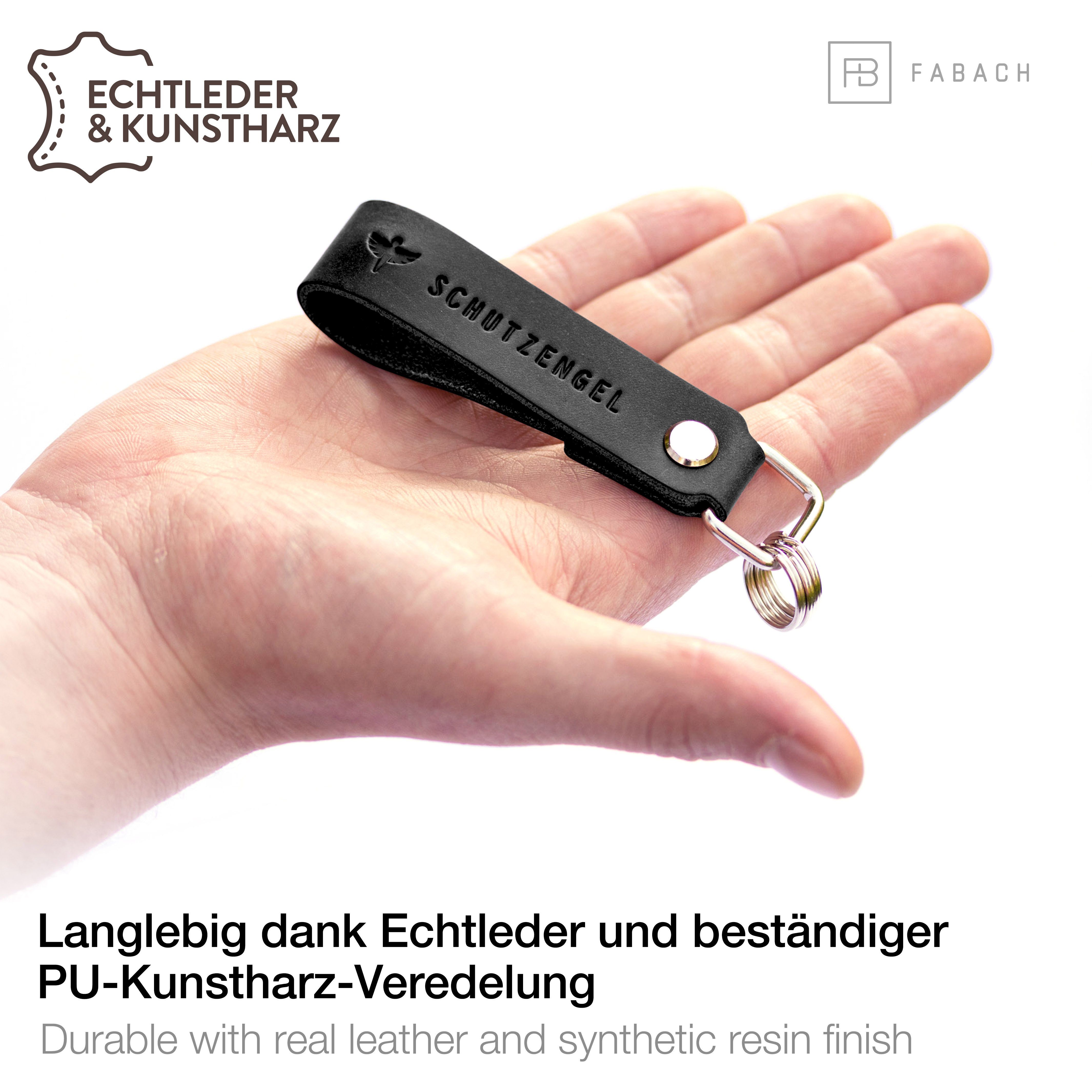 FABACH Schlüsselanhänger Leder Anhänger mit wechselbarem Schlüsselring - Gravur 