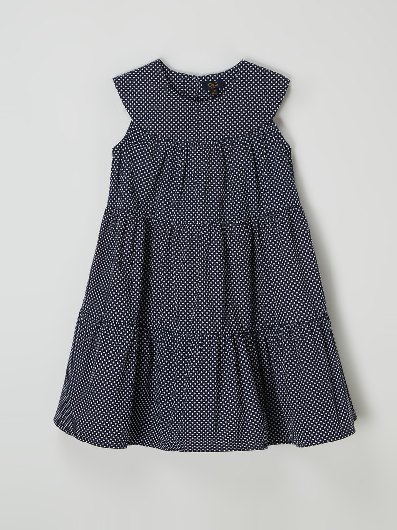 Kleid mit Punktmuster in marineblau
