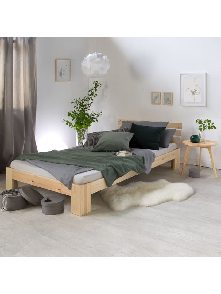 Homestyle4u Holzbett 90x200 mit Lattenrost in Braun günstig kaufen
