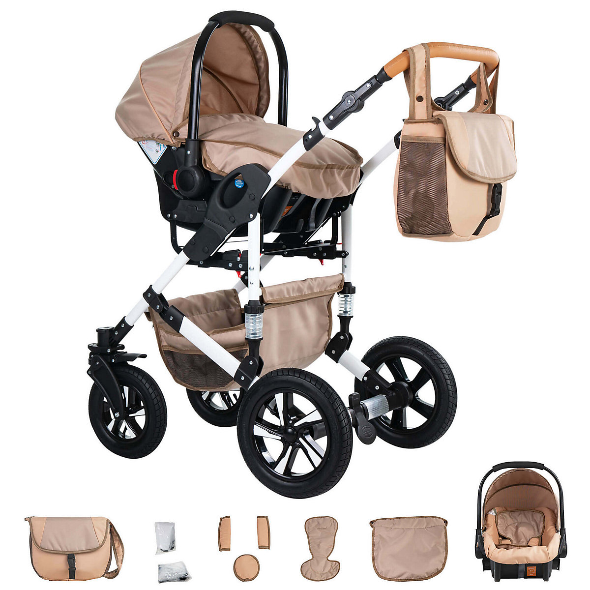 Hamburg | 3 in 1 Kombi Kinderwagen Komplettset | Hartgummireifen Kombikinderwagen
