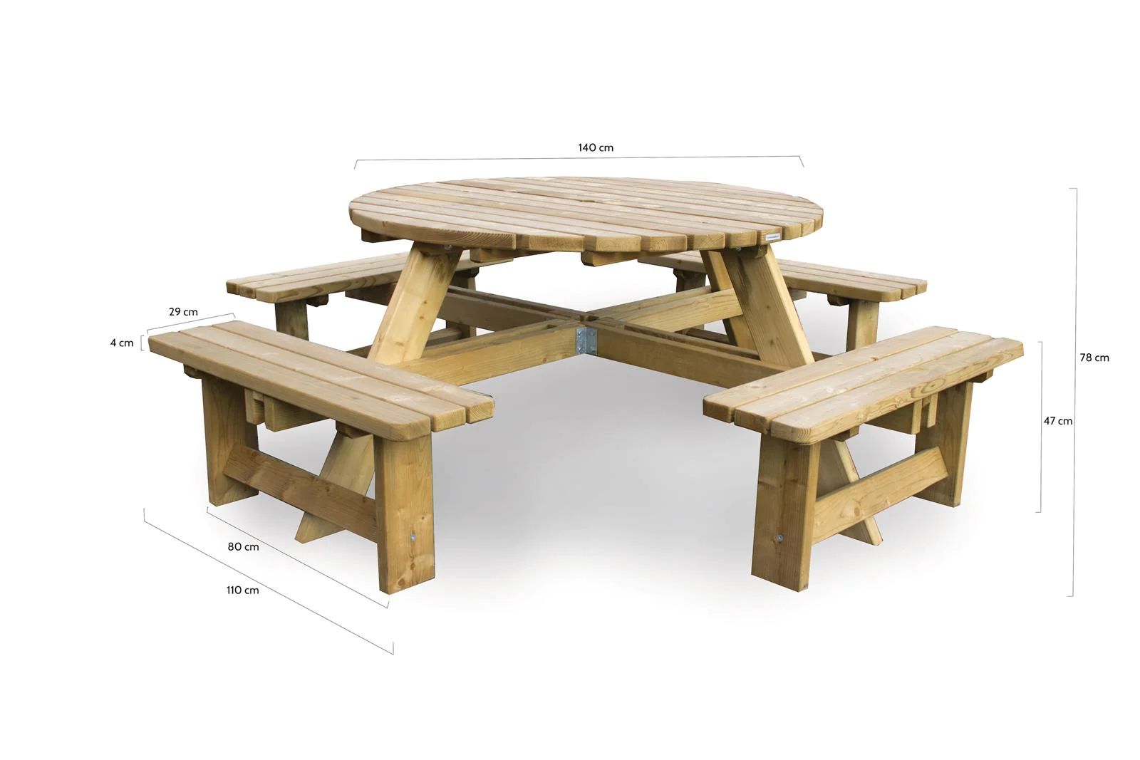 MaximaVida Picknicktisch Tallinn 140 cm mit 2 Rückenlehnen