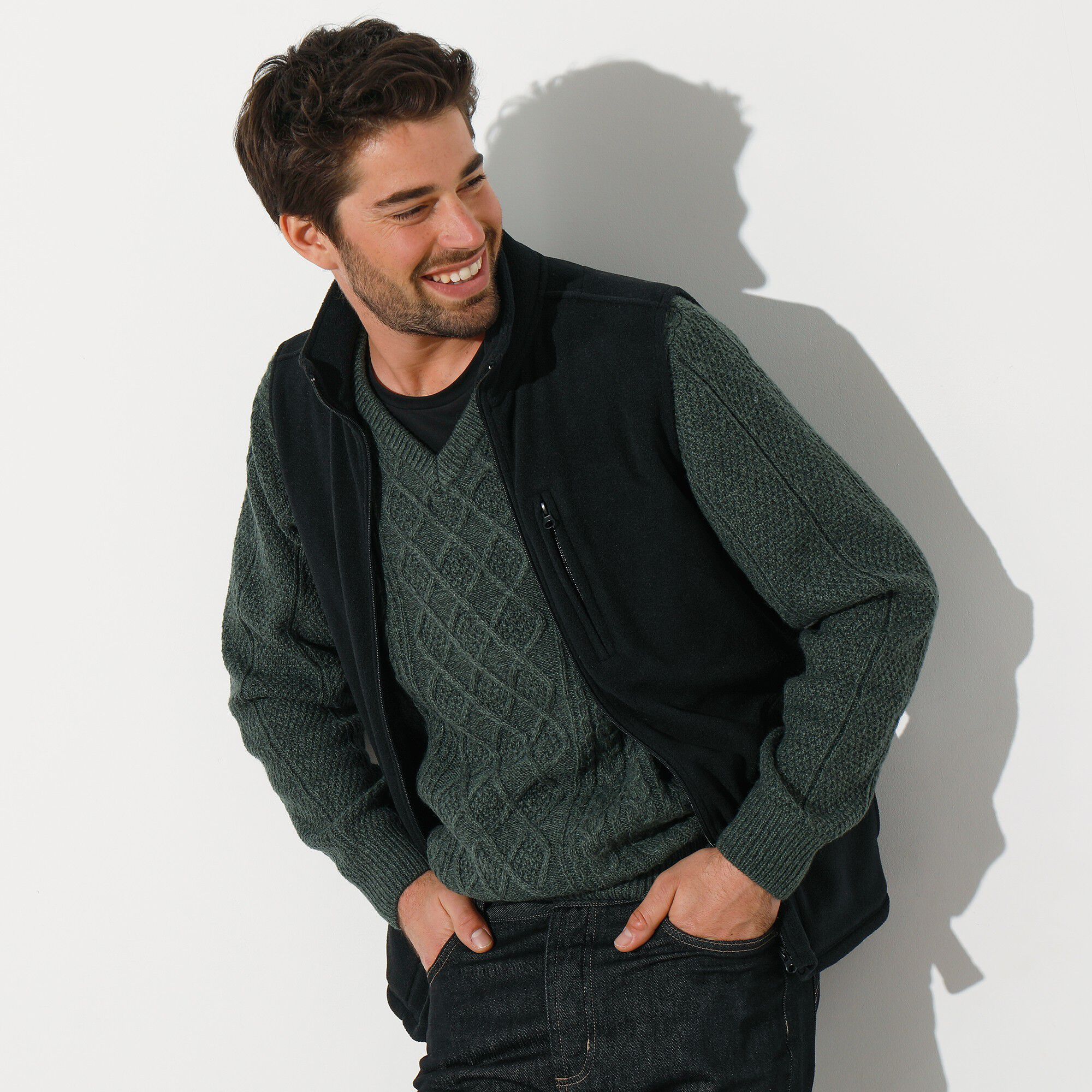 Blouson zippé maille micropolaire sans manches