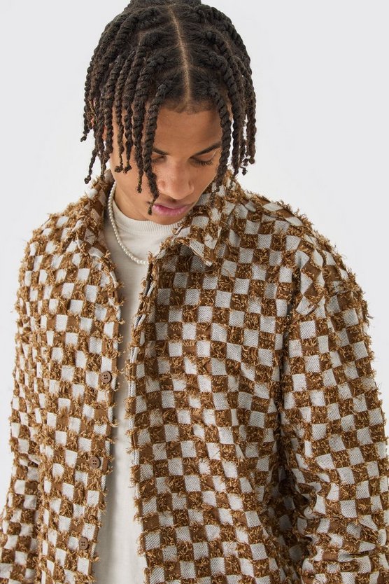 Zerrissenes kastiges kariertes Overshirt
