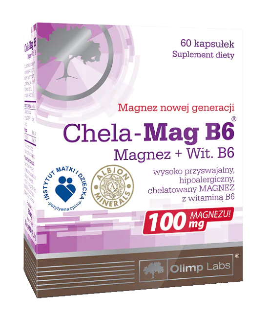 Olimp Chela-Mag B6, maisto papildas su magniu ir vitaminu B6, 60 kapsulių