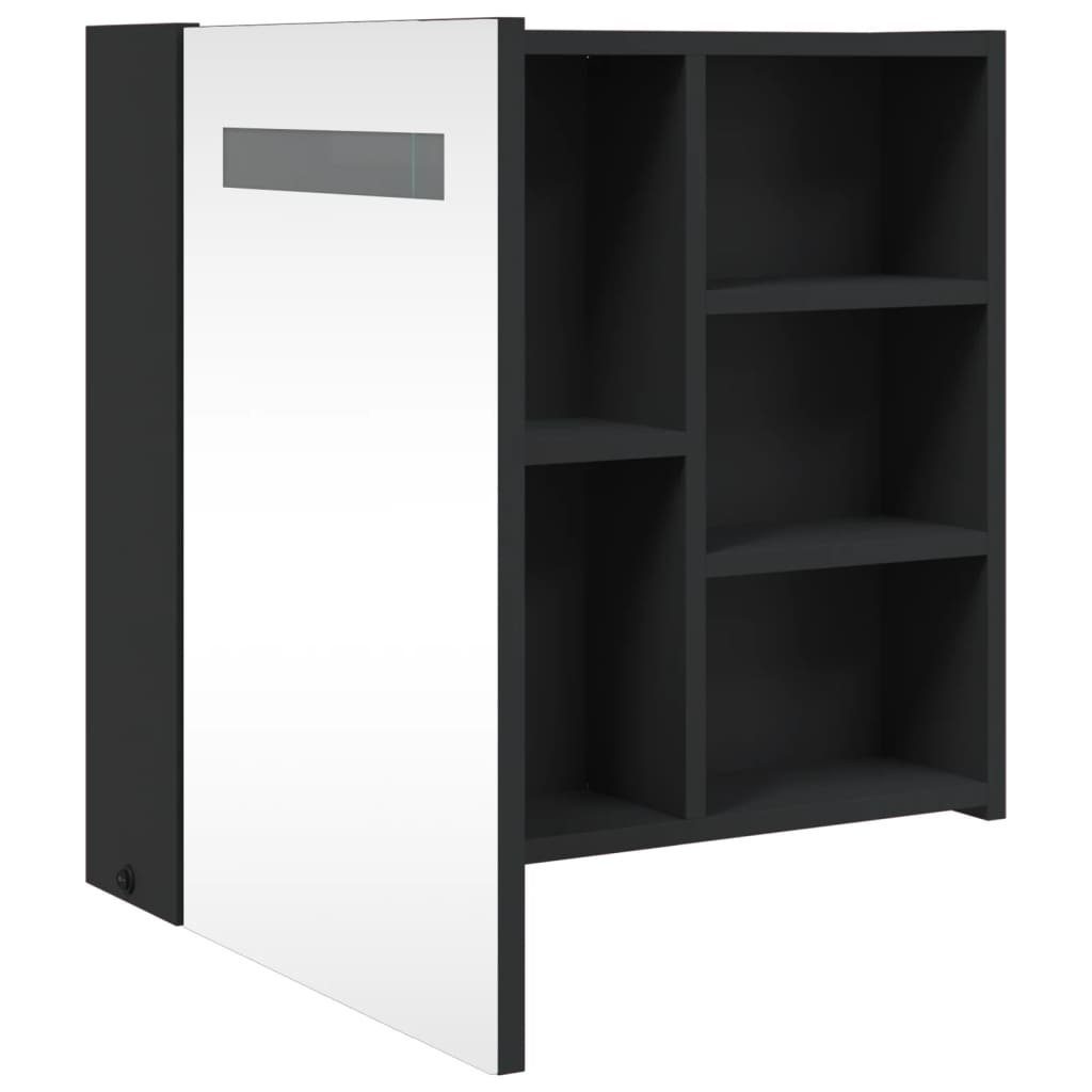 vidaXL Badezimmerspiegelschrank Spiegelschrank mit LED-Beleuchtung Schwarz 60x13x52 cm (1-St)