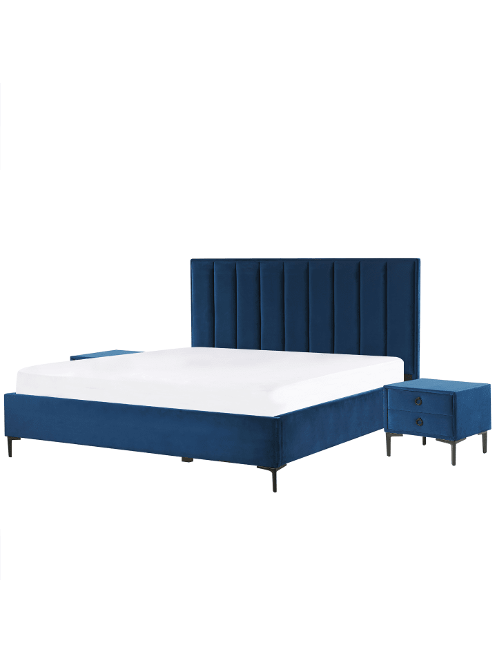 Beliani Schlafzimmer Set SEZANNE in Blau/Schwarz - (W) 190 x (H) 142  x (L) 215  cm günstig kaufen onesize