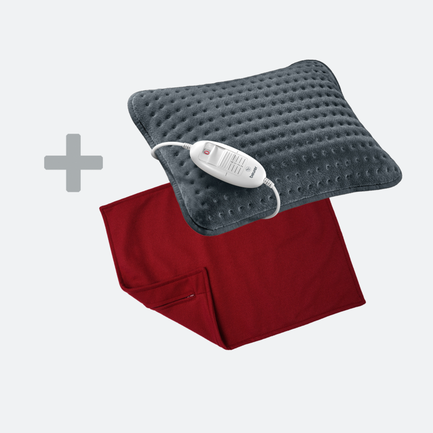 Sofa-Heizkissen - HK 48 Cosy & extra Bezug red-Gemütliches Sofakissen mit Heizfunktion mit wohnlichem Überzug in Rot
