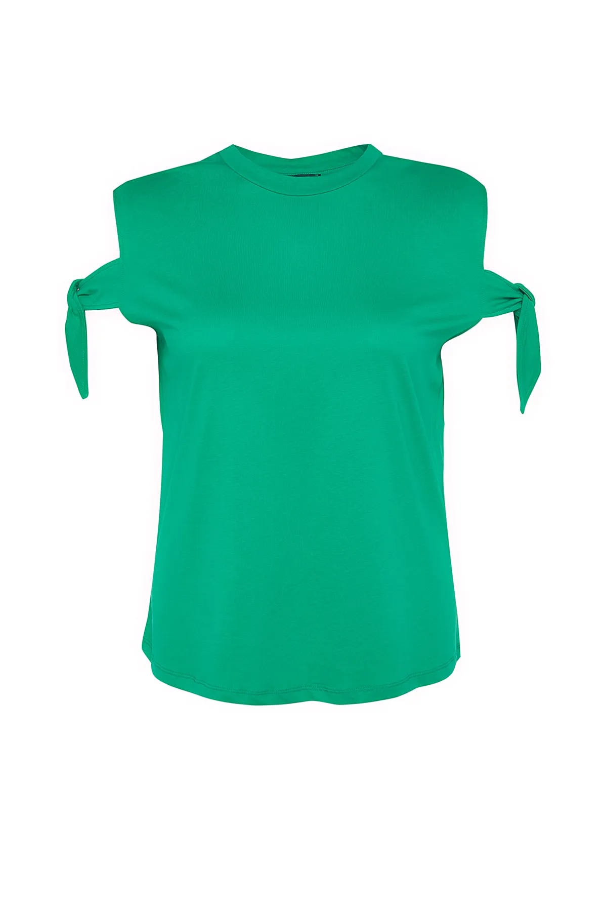 Trendyol Curve  Grünes Strick-T-Shirt mit Bindedetail an den Ärmeln TBSSS22BF0003