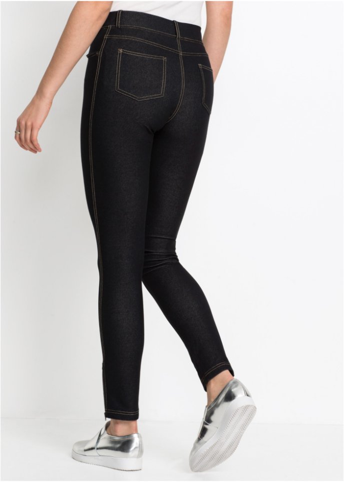 Leggings in Jeansoptik mit Zipper