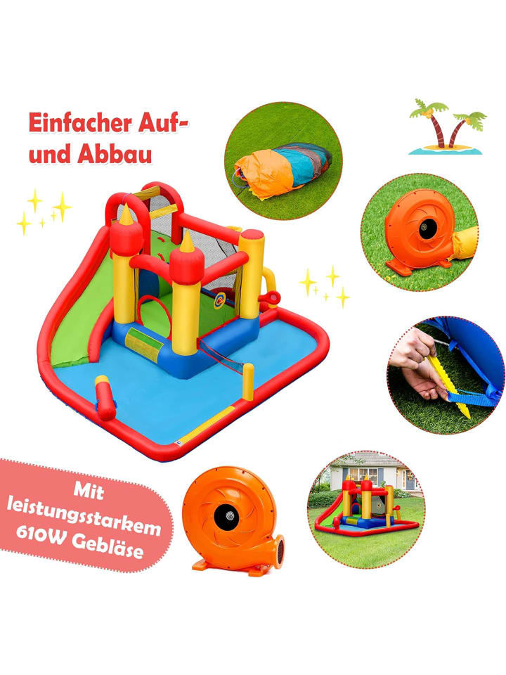 COSTWAY Hüpfburg mit Gebläse 426x378x226cm in Bunt günstig kaufen onesize