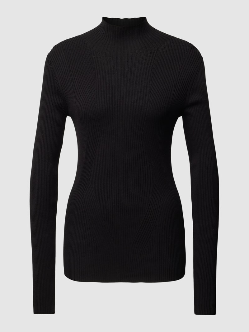 Strickpullover mit Stehkragen in schwarz