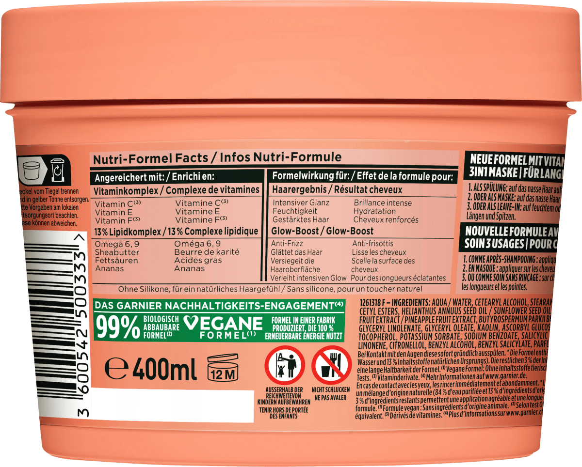 Haarkur Ananas Hair Food 3in1 Maske, 400 ml
