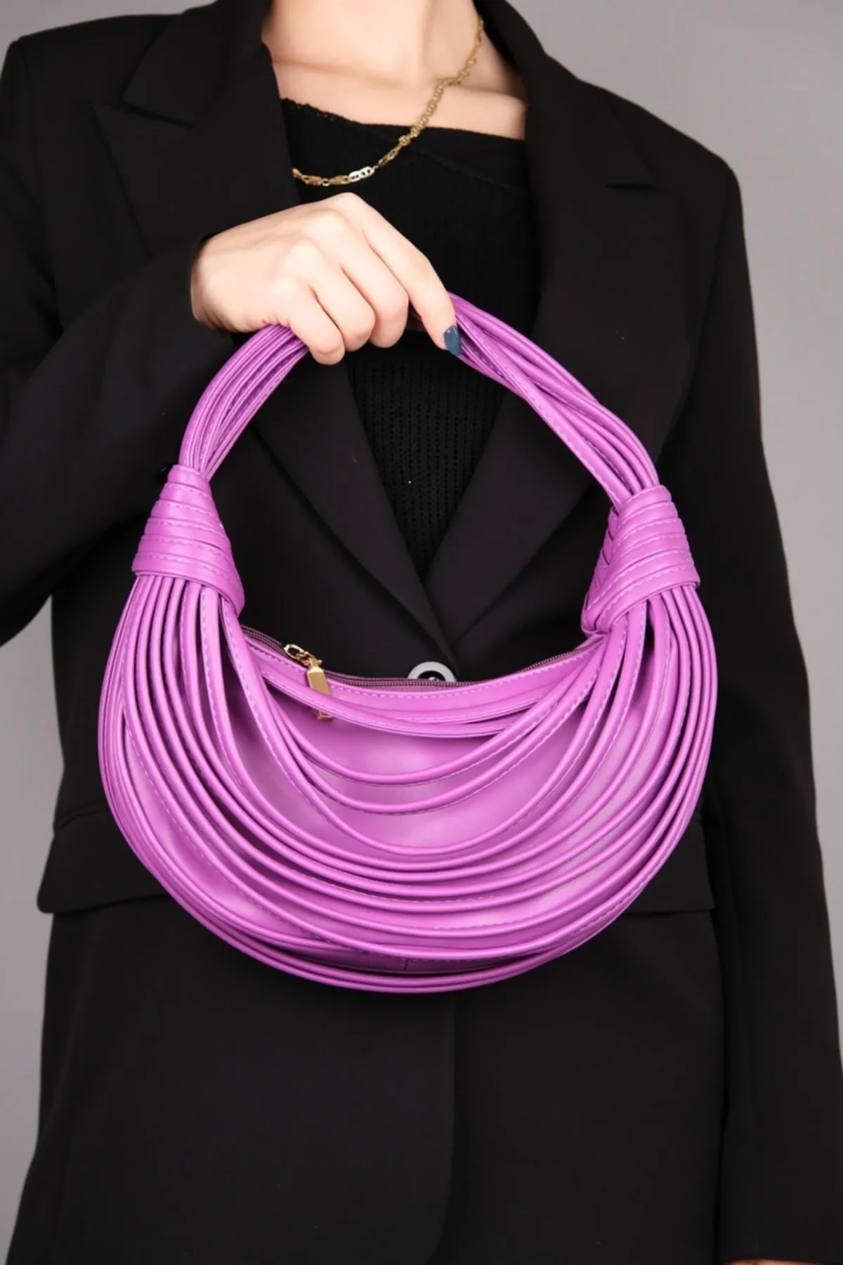 Luvi  Via Lila gerippte Damenhandtasche